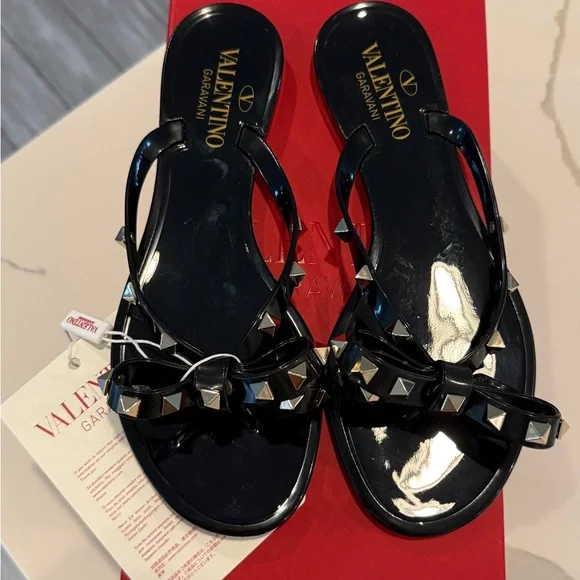 Valentino Garavani Black Studded Sandals - Picture 2 of 4